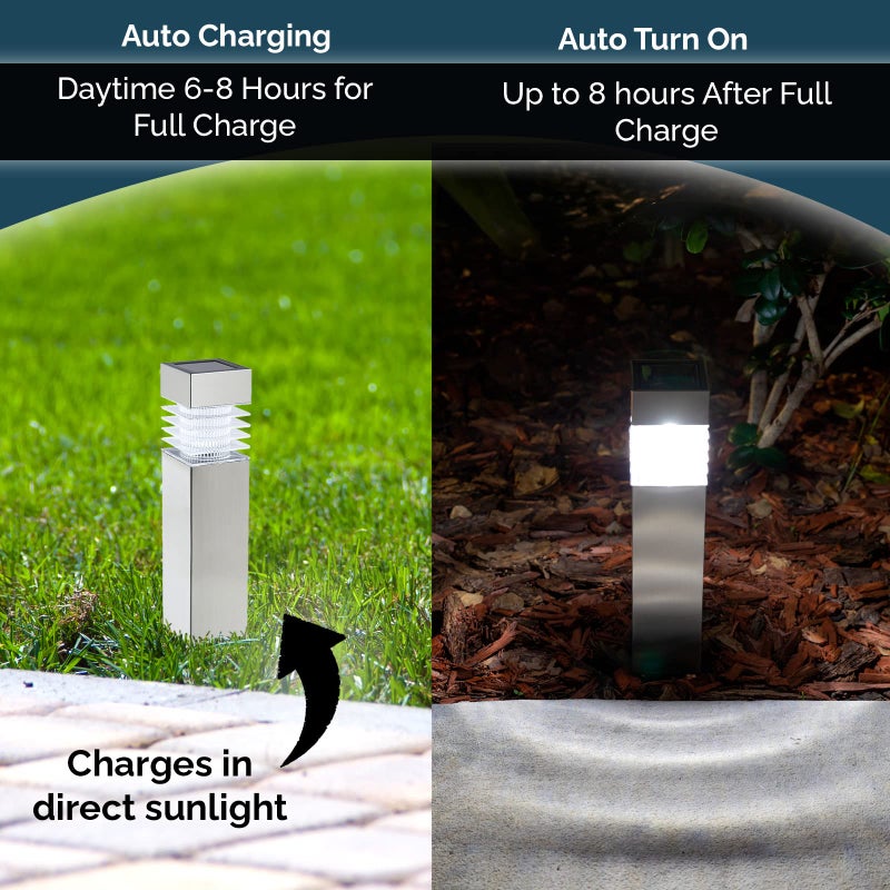 Morvat Solar Pathway Lights - 8-Pack Auto On/Off LED Solar Powered Outdoor Waterproof Landscape Lights, for Garden, Yard, Lawn, Patio, Walkway, Driveway, Pathway & Lighting, Dusk to Dawn - Square - Image 3